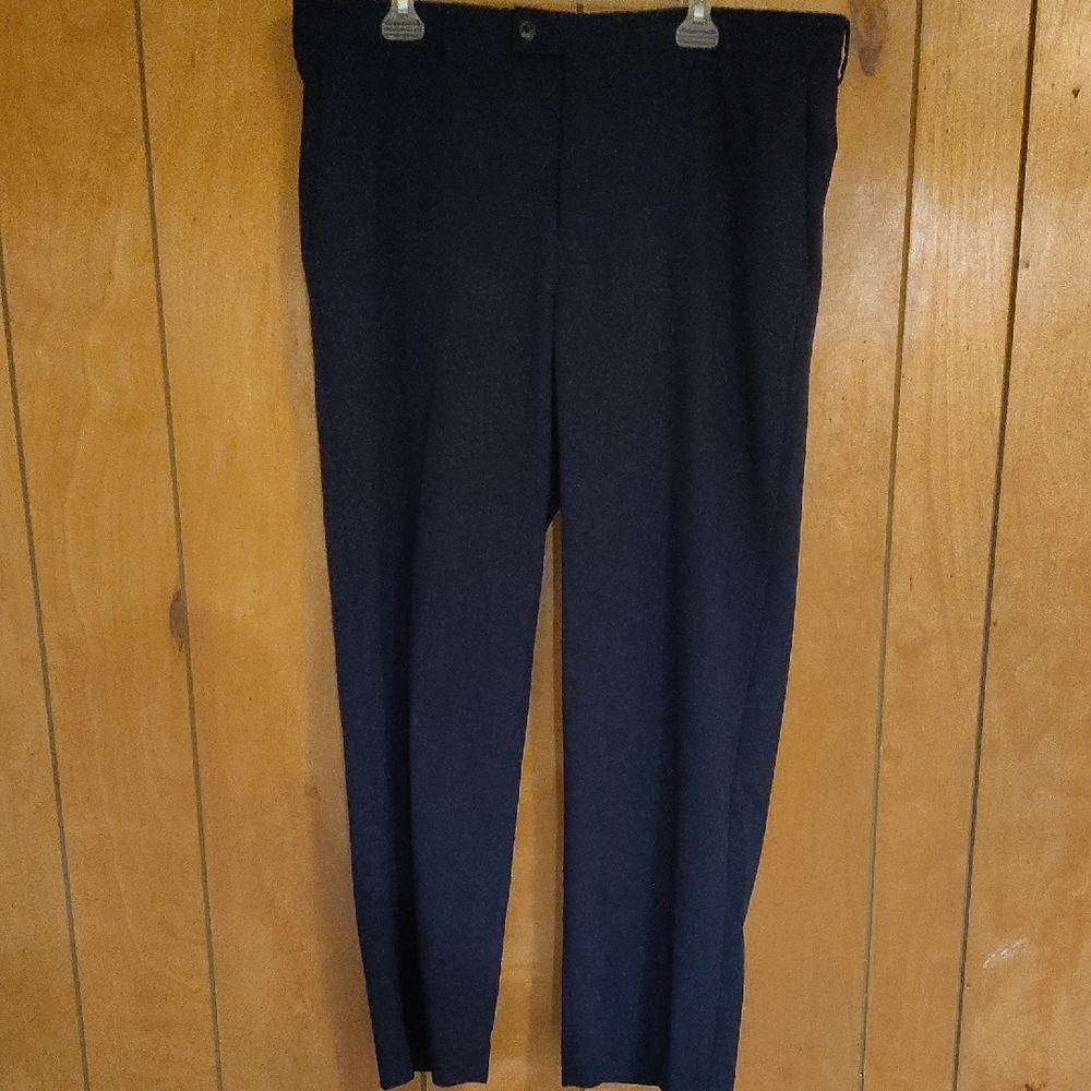 Men's Navy Casual Dress Comfort Waist Slacks
